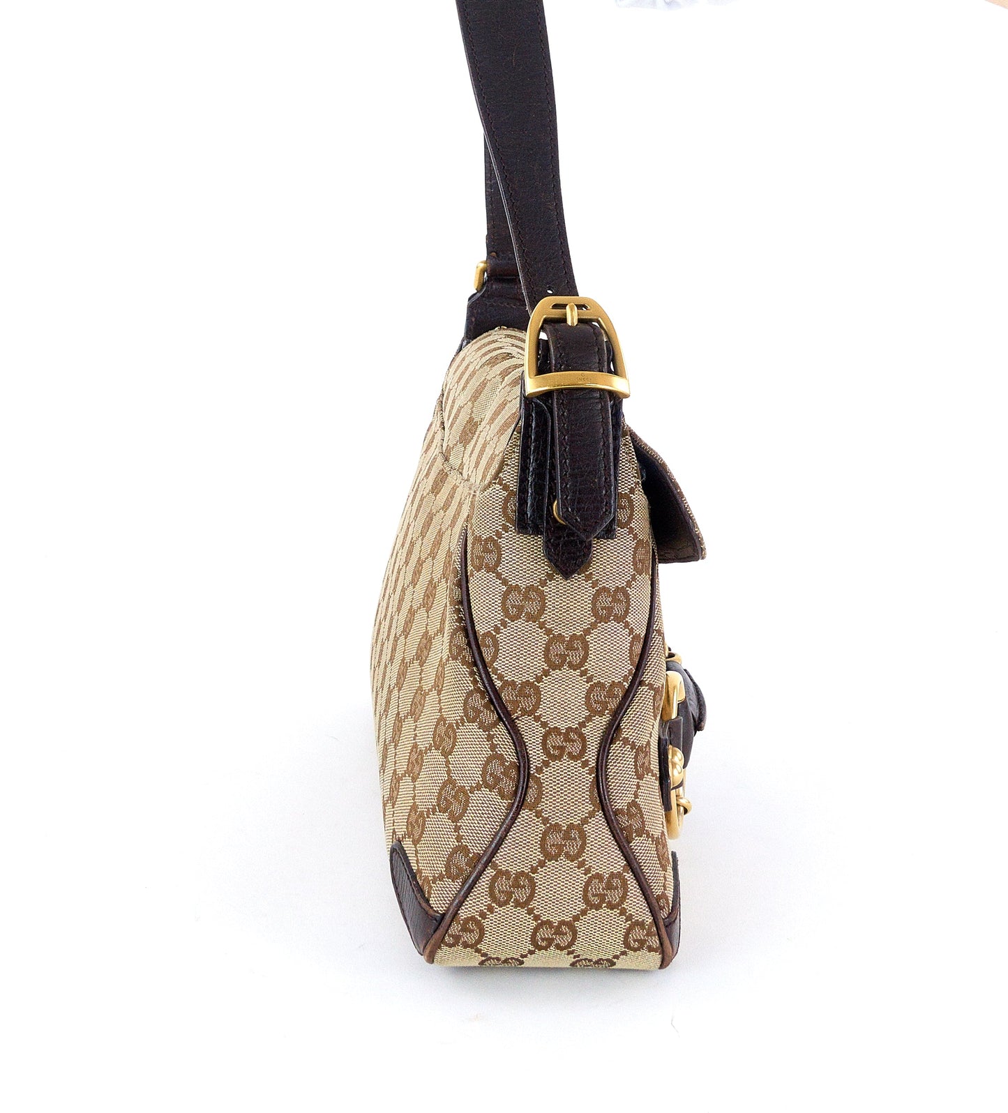Gucci Monogram Canvas Horsebit Handbag