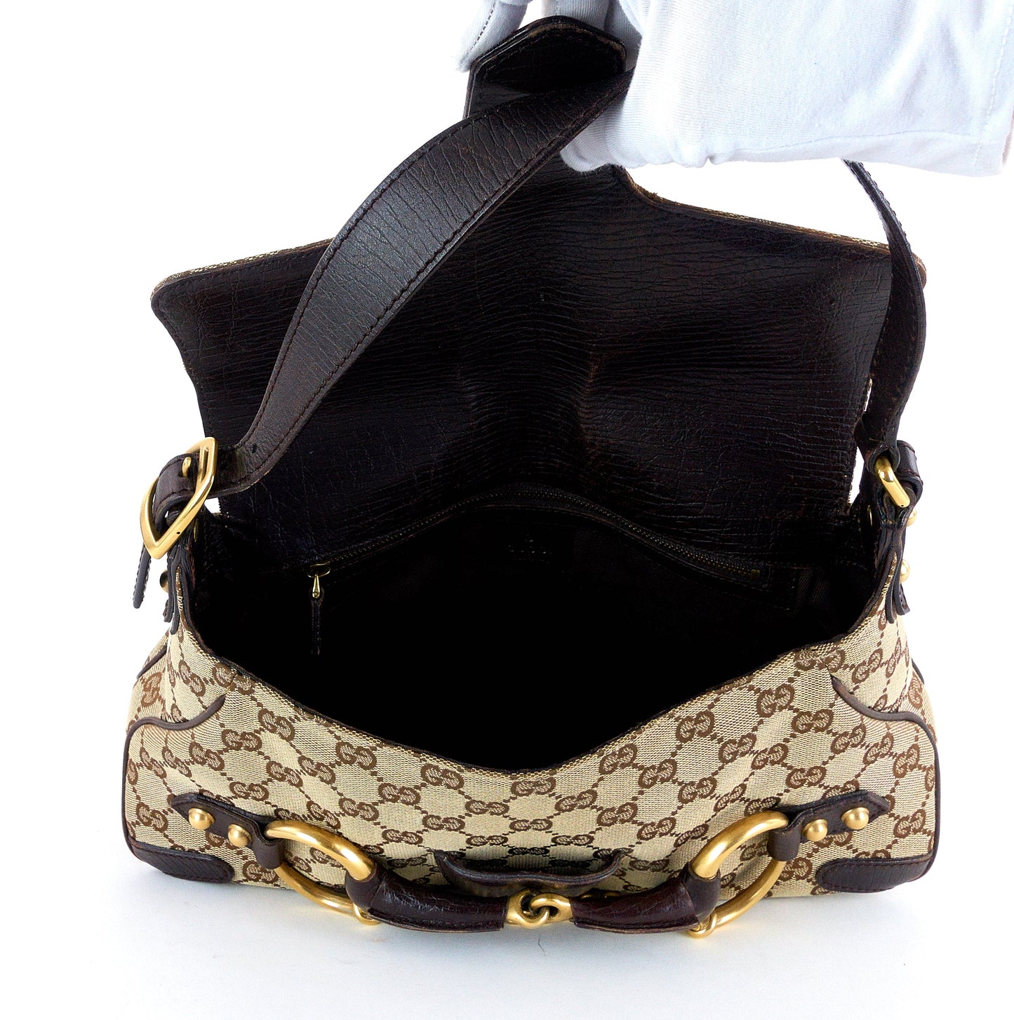 Gucci Monogram Canvas Horsebit Handbag