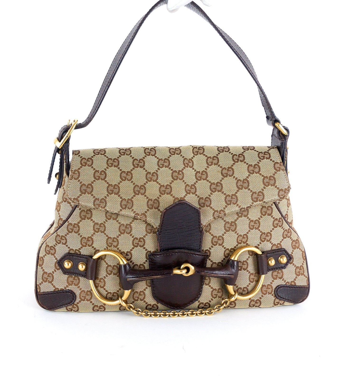 Gucci Monogram Canvas Horsebit Handbag