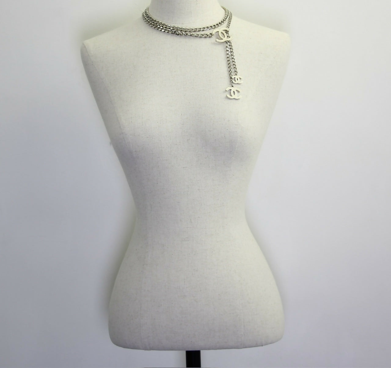 Chanel Vintage 05V Metal White Three CC Waist Chain