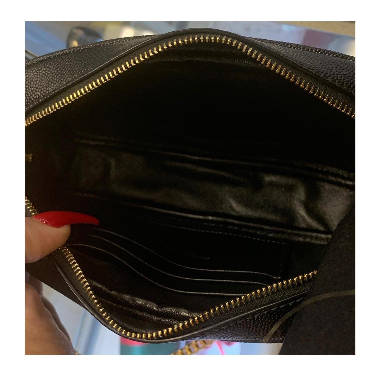 YVES SAINT LAURENT Mini Lou Grain De Poudre Camera Bag Black