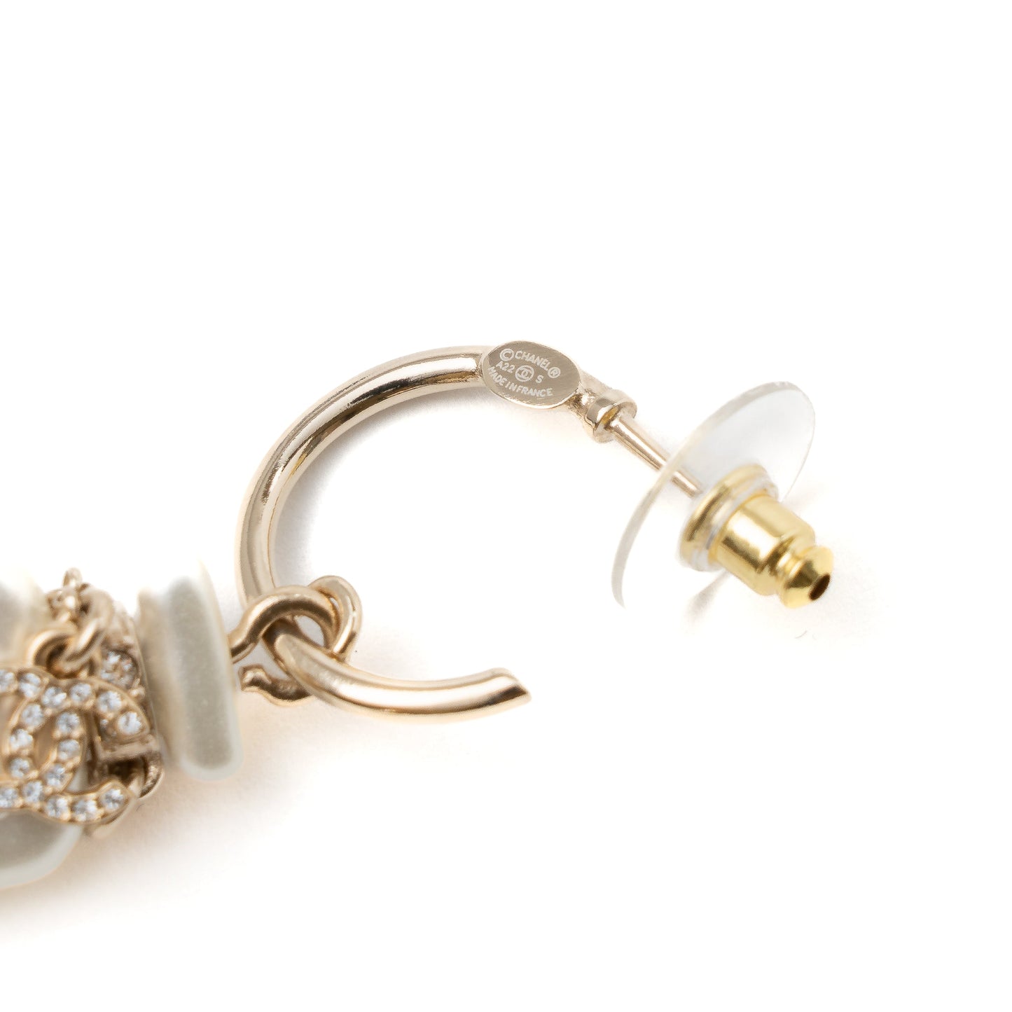 Chanel No.5 Perfume Earring Light Gold Tone