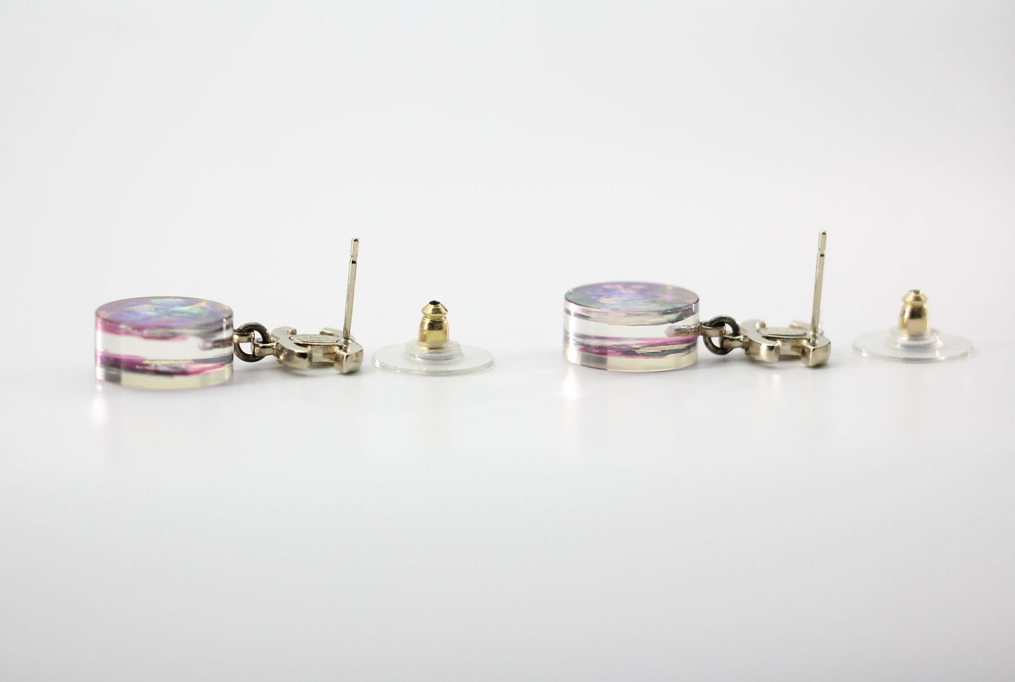 Chanel 12A Fantasy Purple Resin Round Dangle Clip-on Earrings