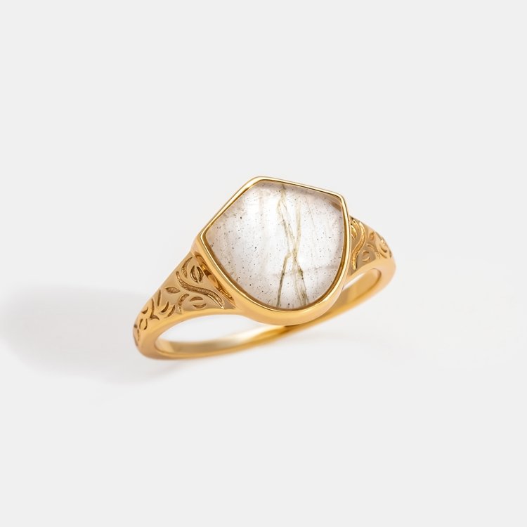 Natural Labradorite Stone Ring