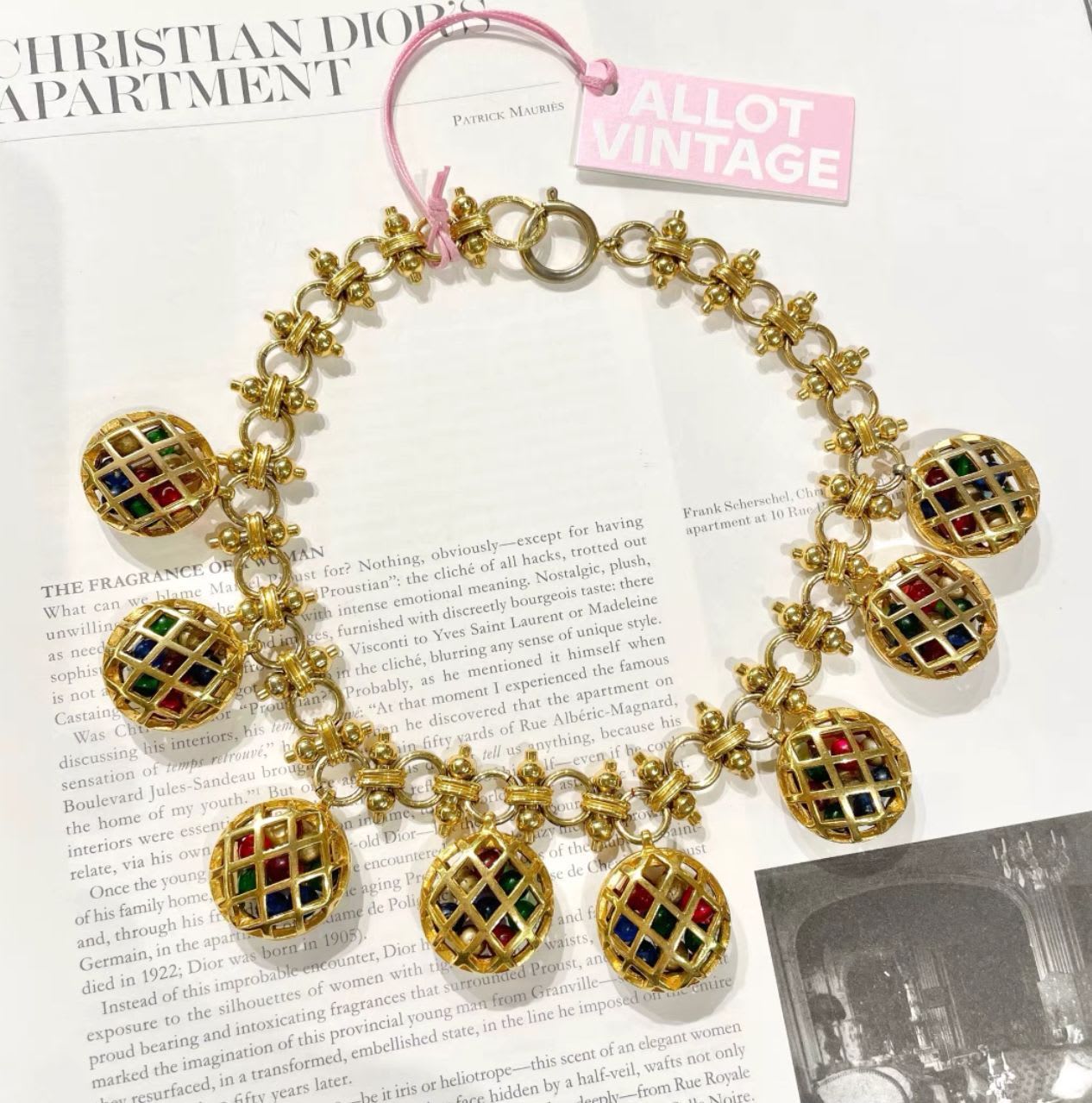 Vintage Chanel glass necklace birdcage style