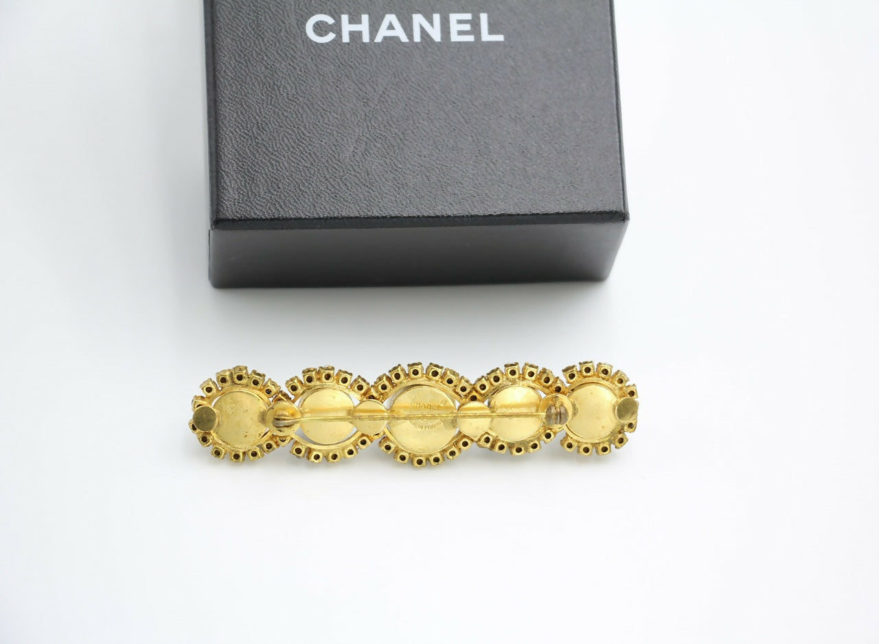 Chanel Vintage 1971-80 Rhinestone & Imitation Pearl Gray Hairpin
