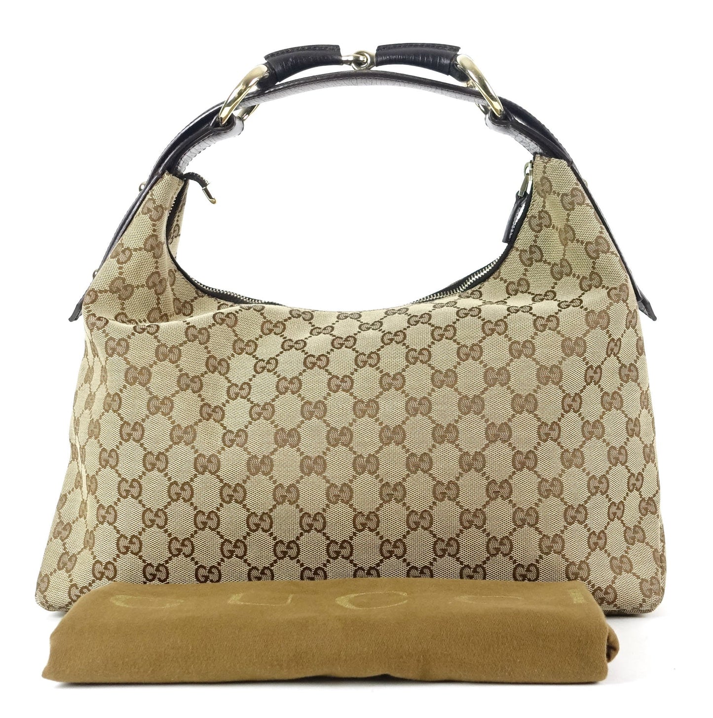 Gucci Monogram Canvas Horsebit Hobo Bag