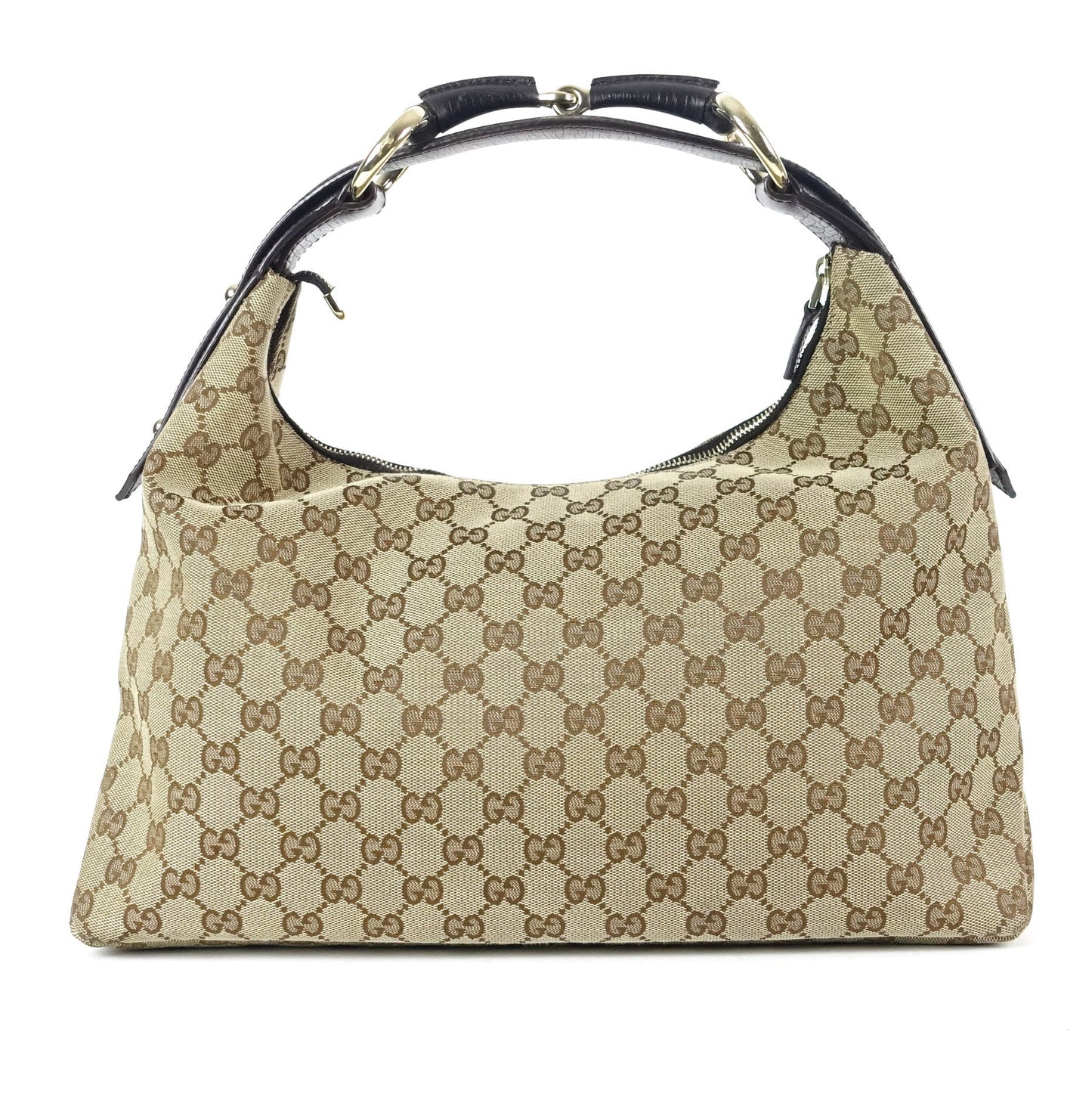 Gucci Monogram Canvas Horsebit Hobo Bag