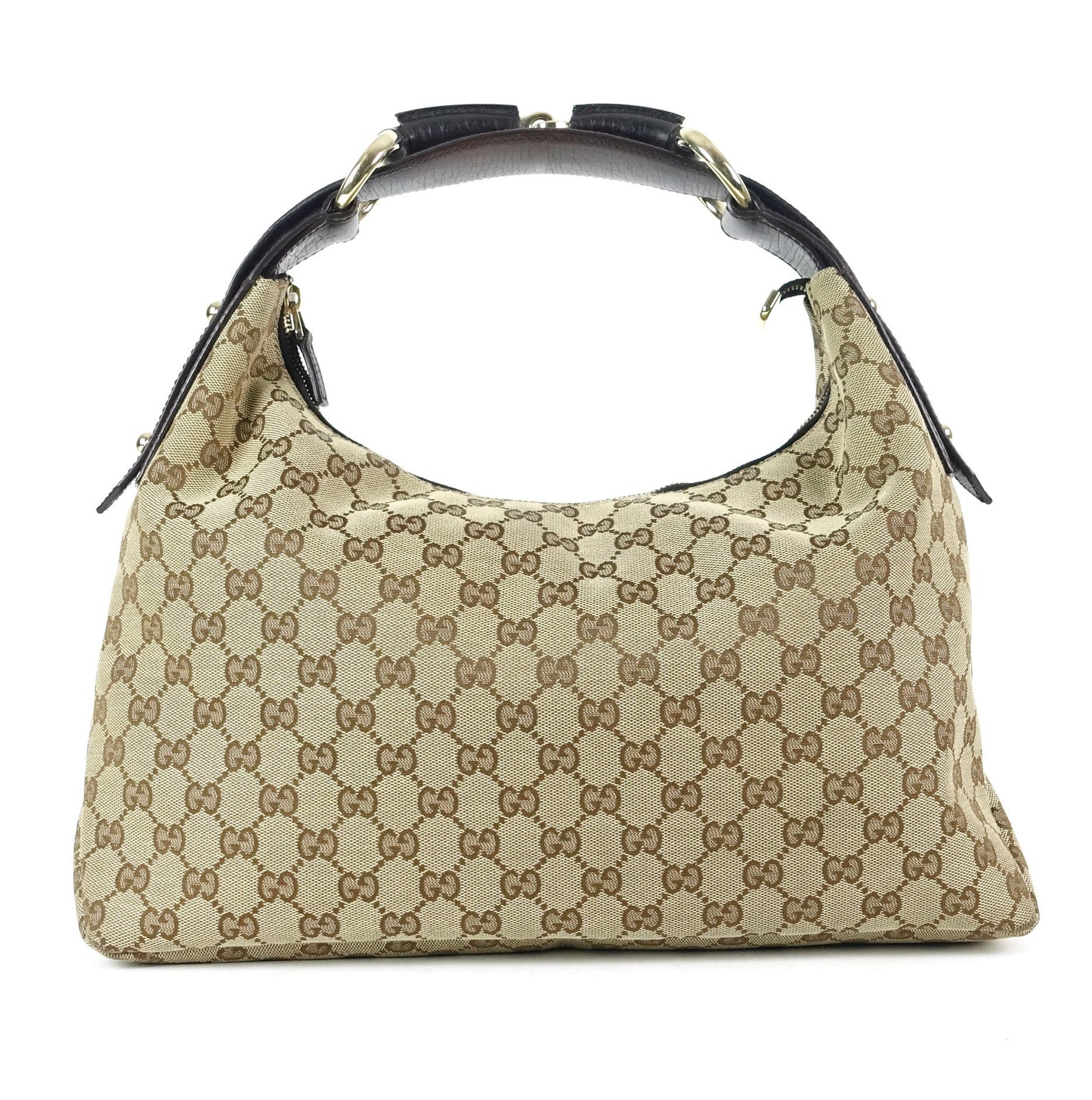 Gucci Monogram Canvas Horsebit Hobo Bag
