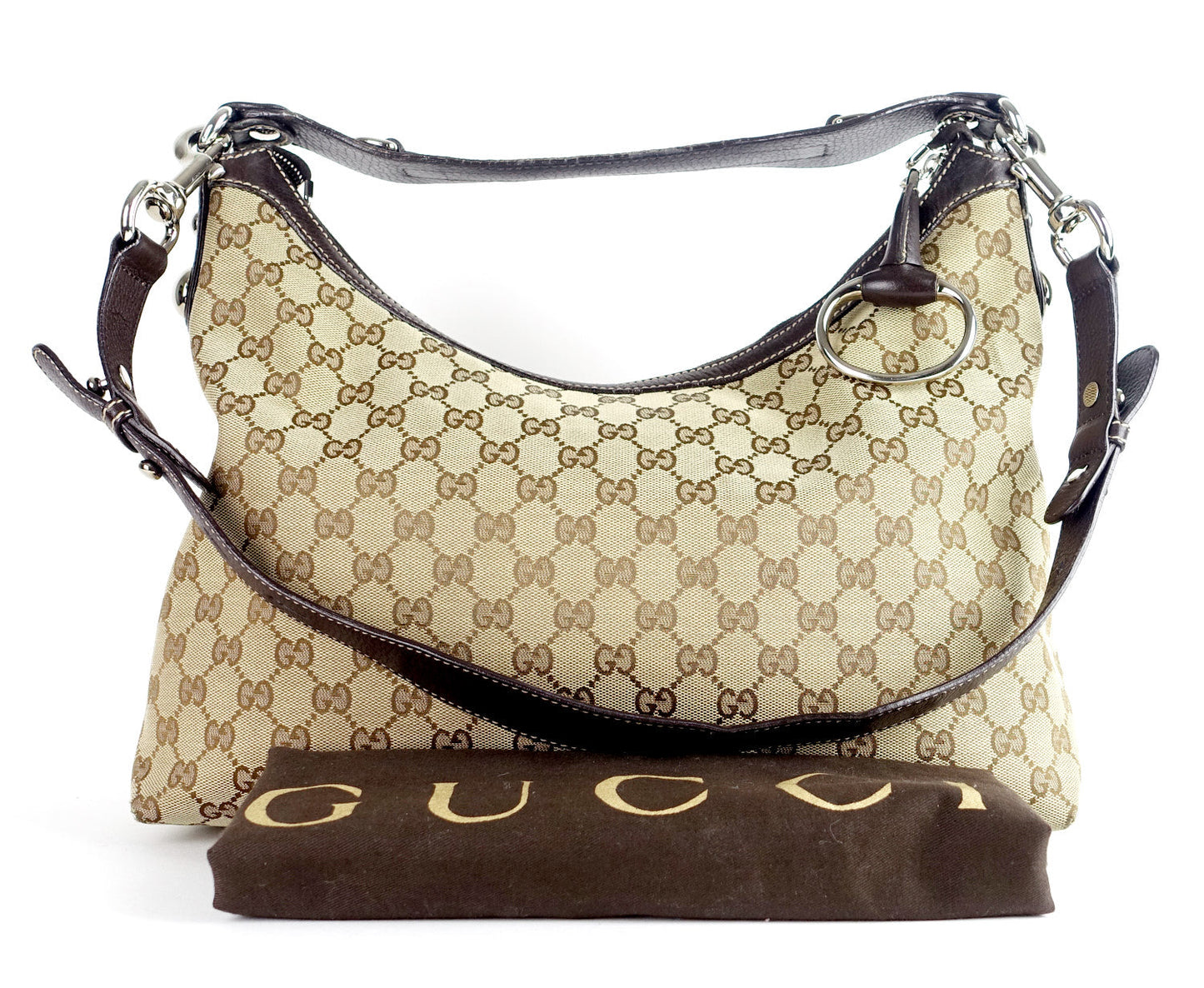 Gucci Monogram Canvas Large Hobo Bag