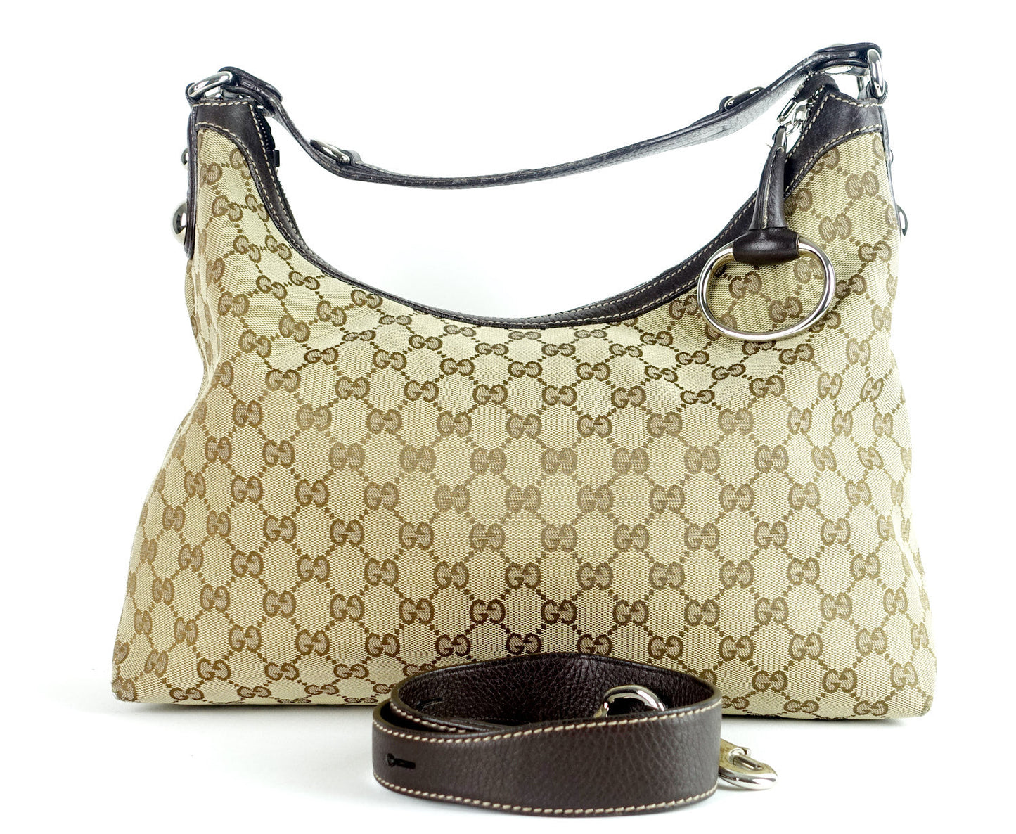 Gucci Monogram Canvas Large Hobo Bag