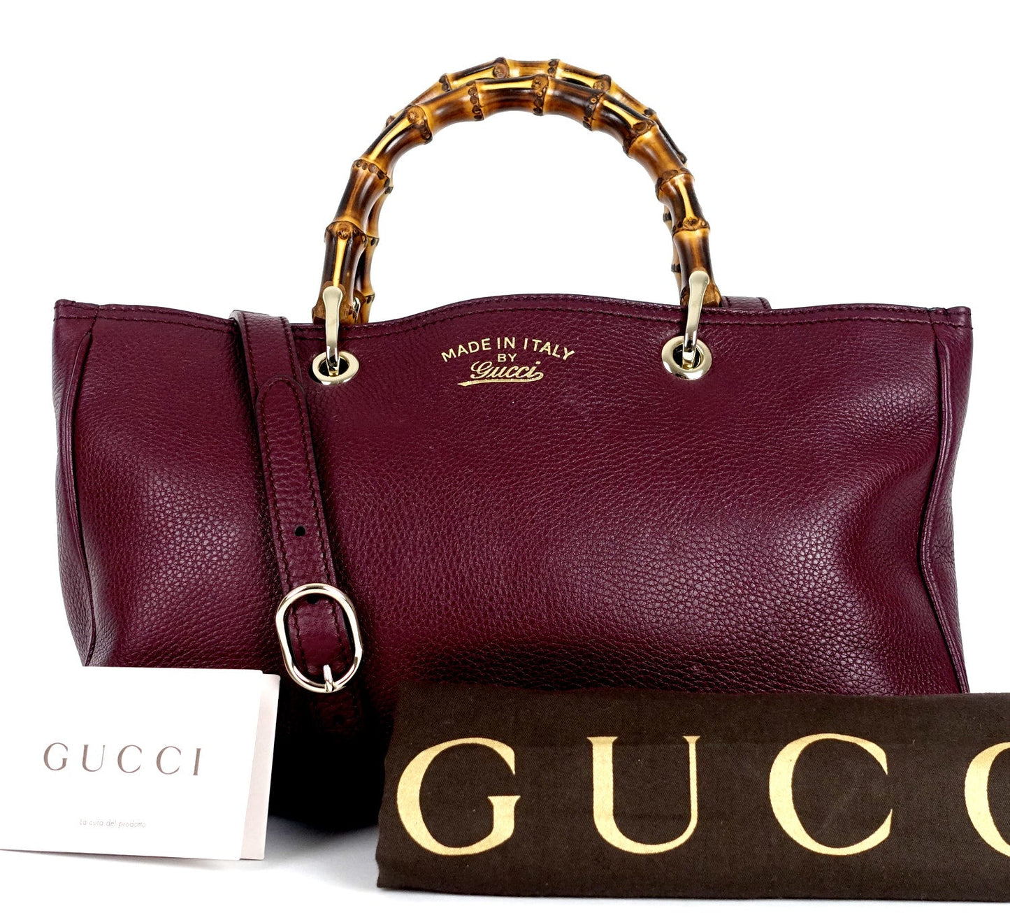 Gucci Leather Bamboo Handles Tote Bag