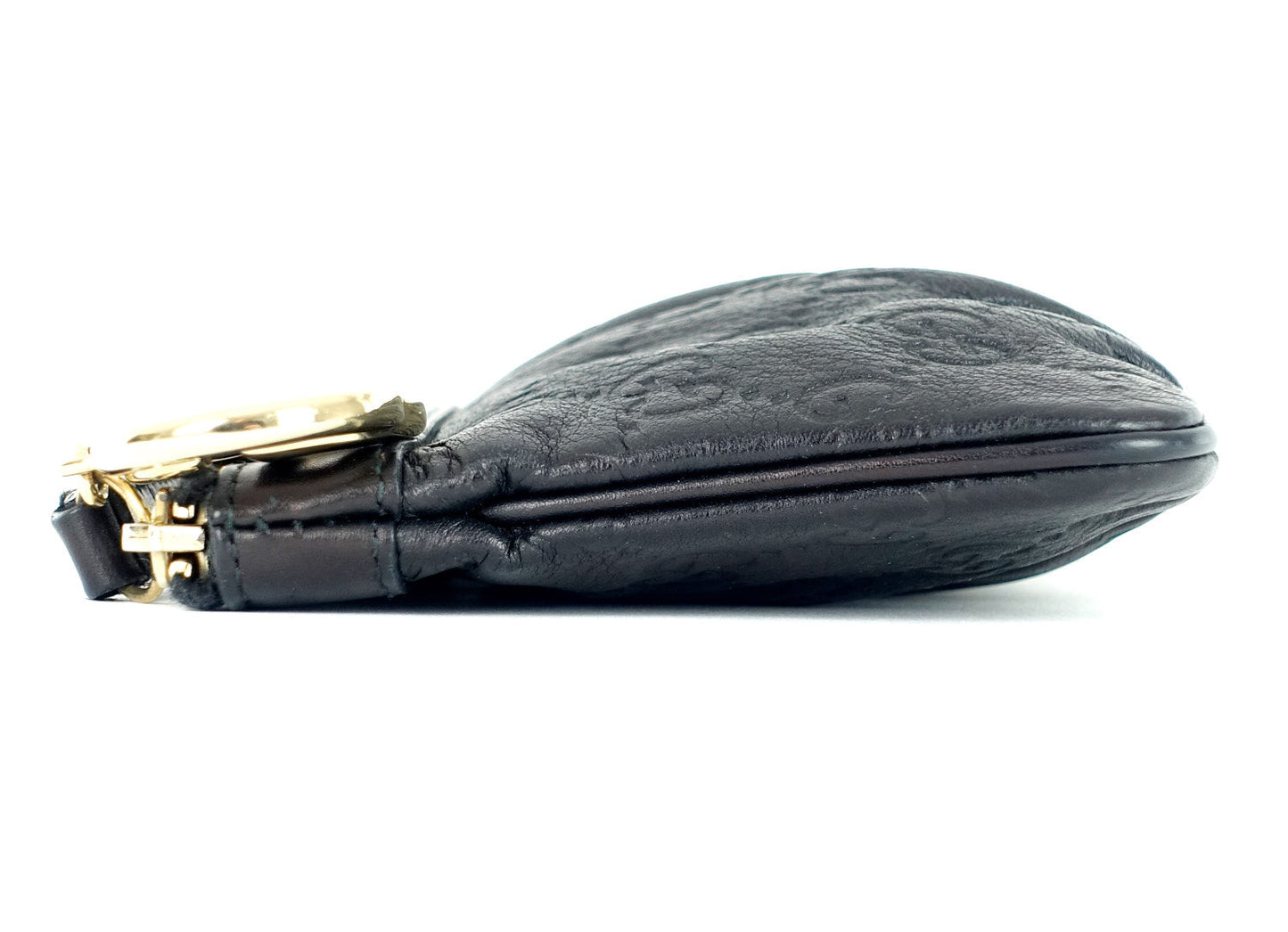 Gucci Sukey Monogram Leather GG Charm Wristlet Bag