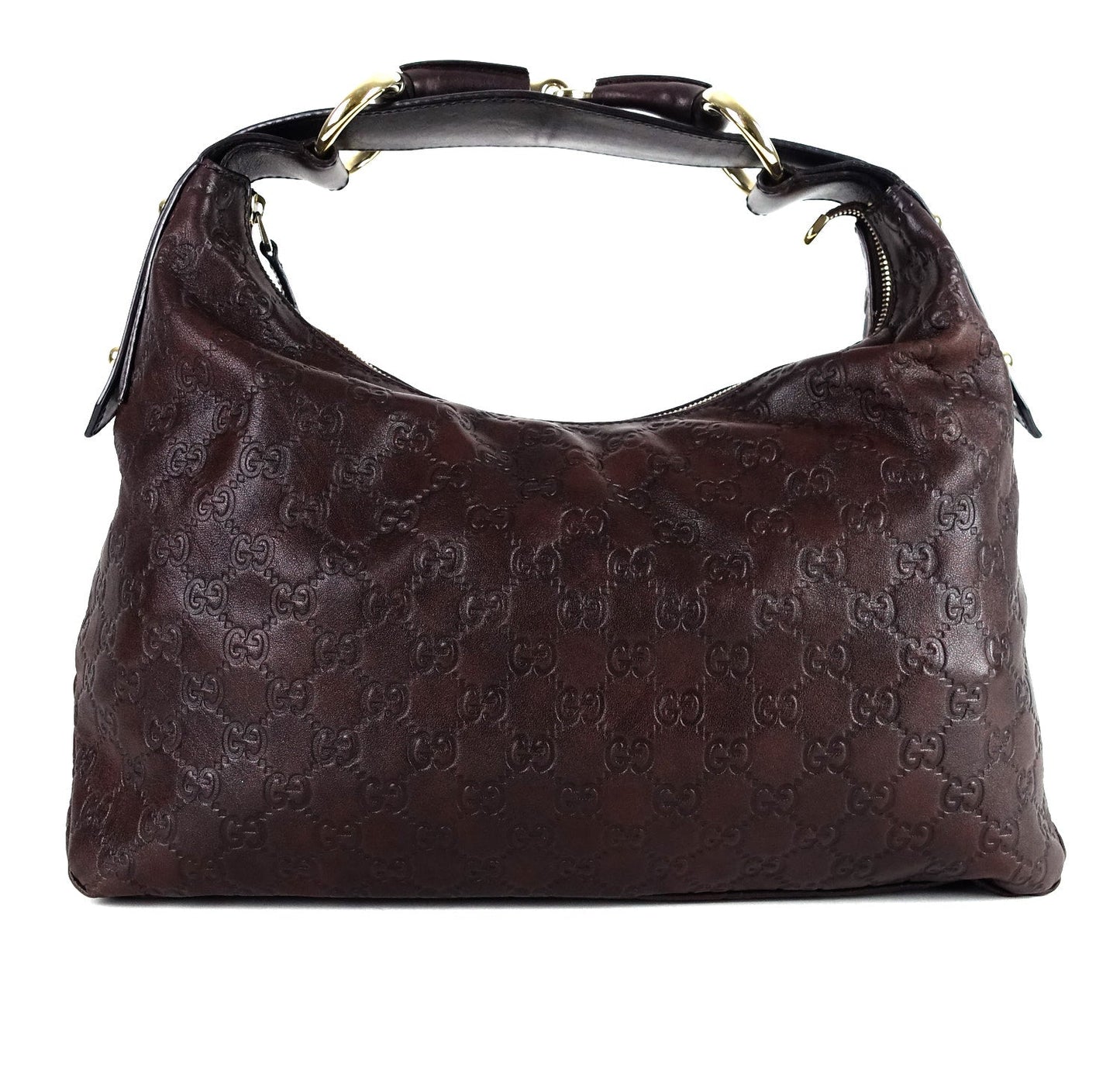Gucci Monogram Leather Horsebit Hobo Bag