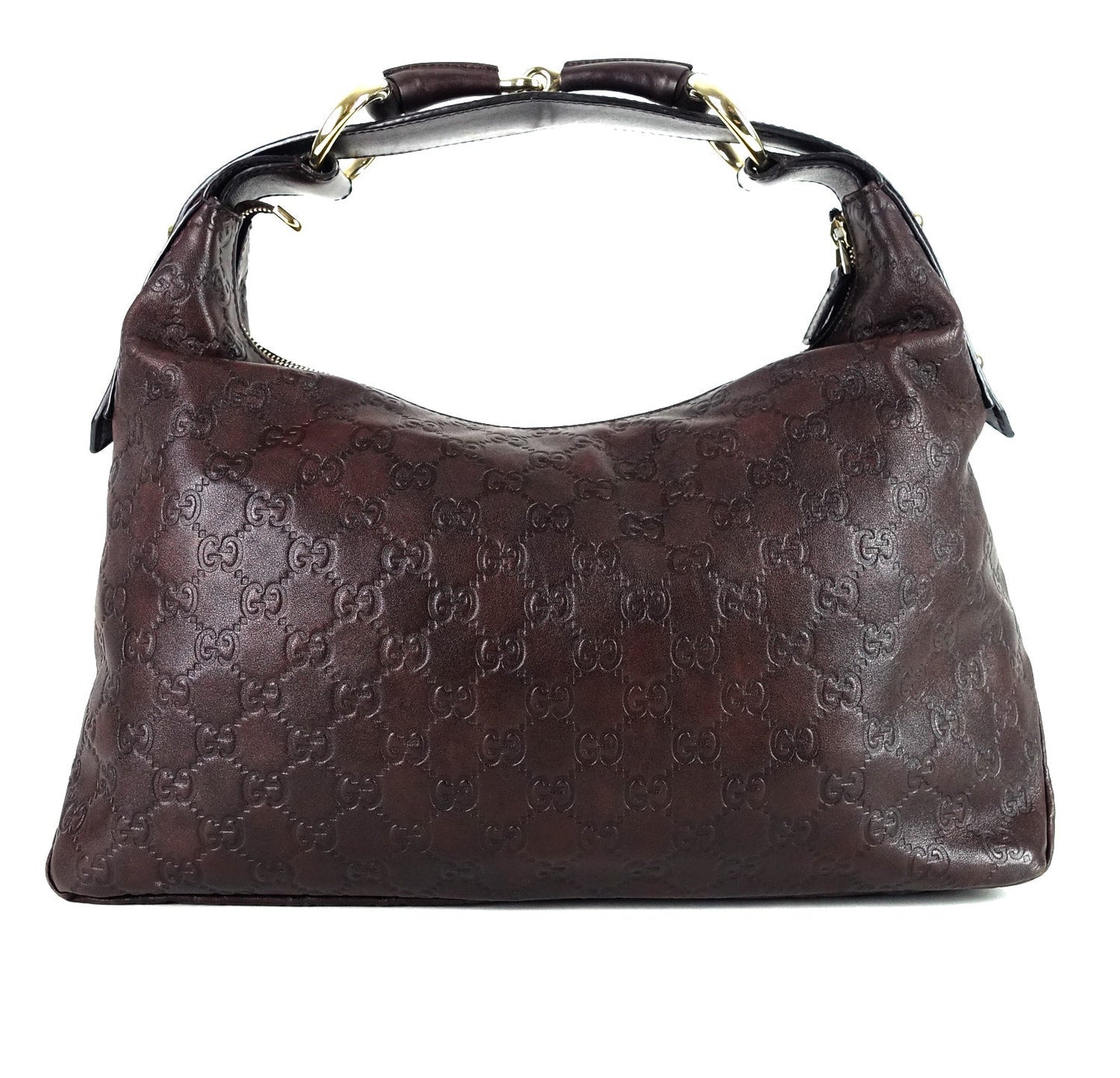 Gucci Monogram Leather Horsebit Hobo Bag