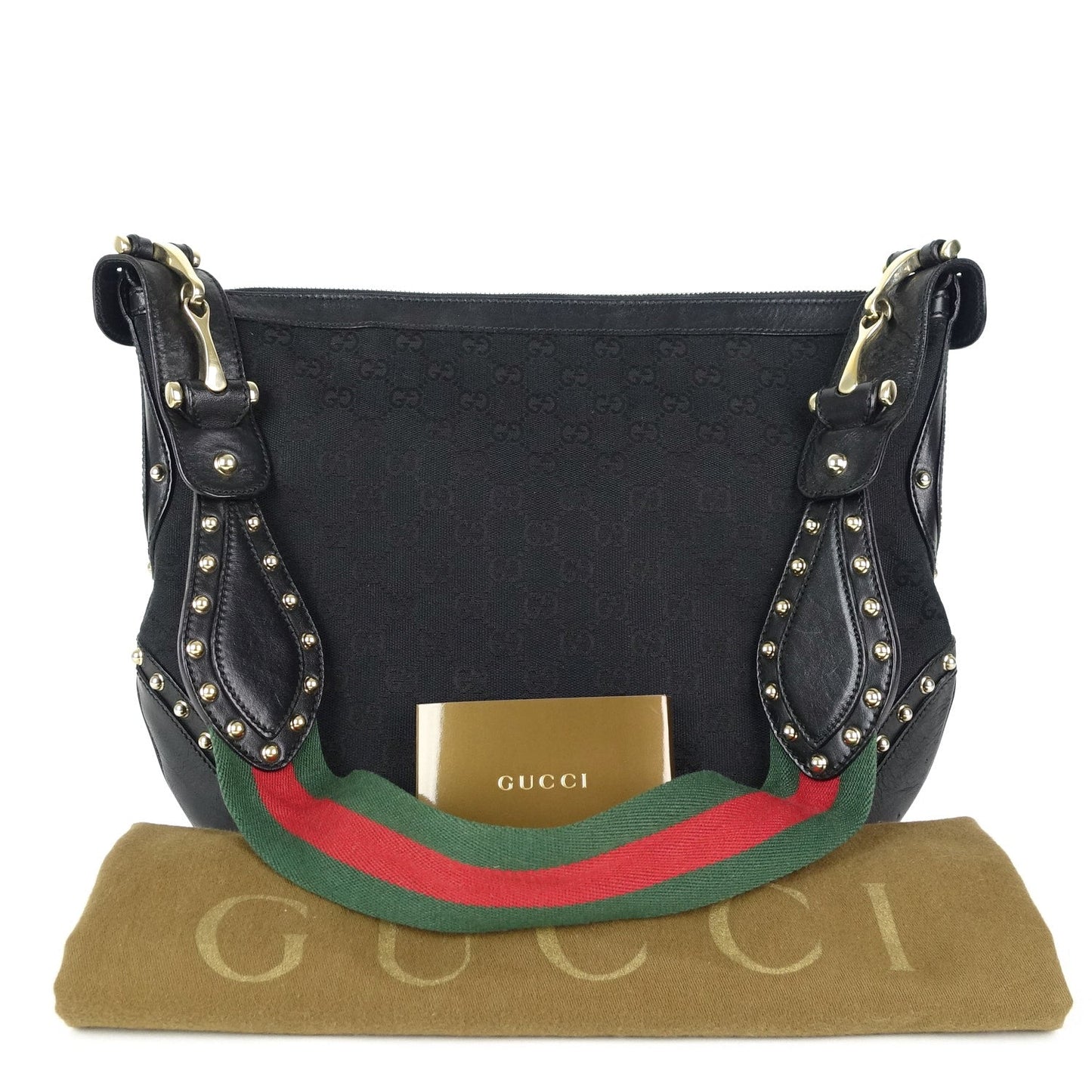 Gucci Pelham Web Monogram Canvas Hobo Bag