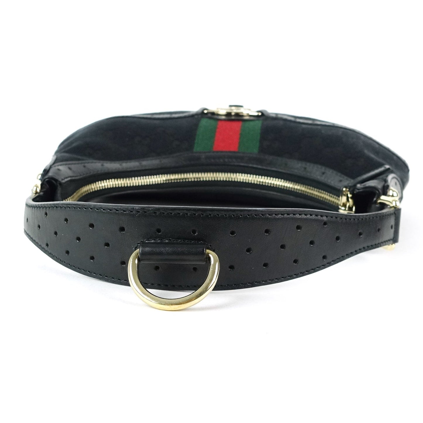 Gucci Web Reins Monogram Canvas Hobo Bag