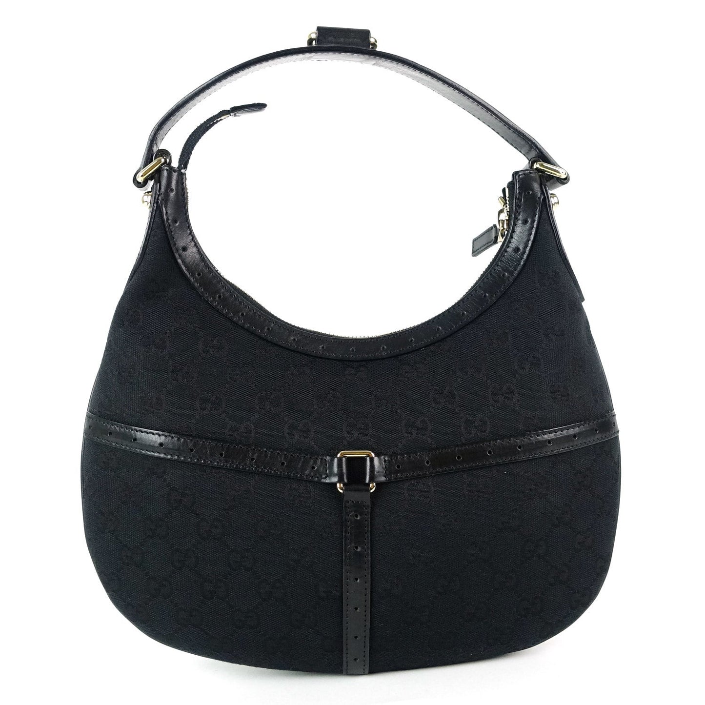 Gucci Web Reins Monogram Canvas Hobo Bag