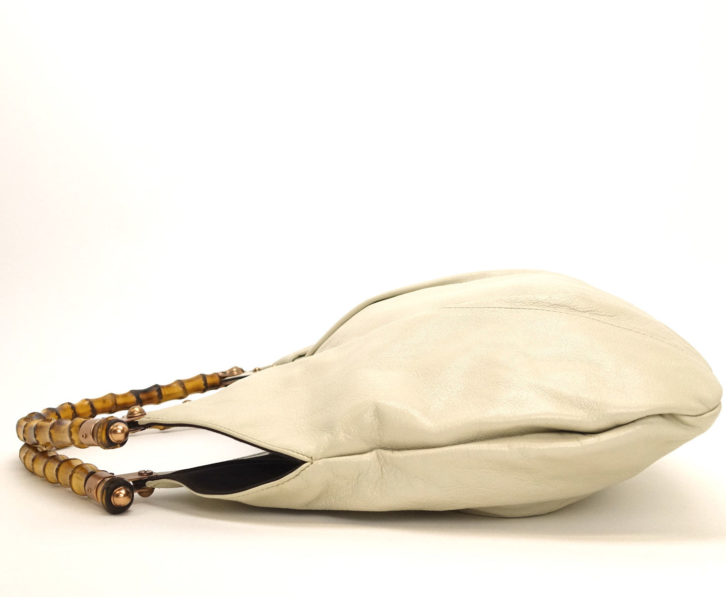 Gucci Pleated Leather Bamboo Handles Hobo Bag