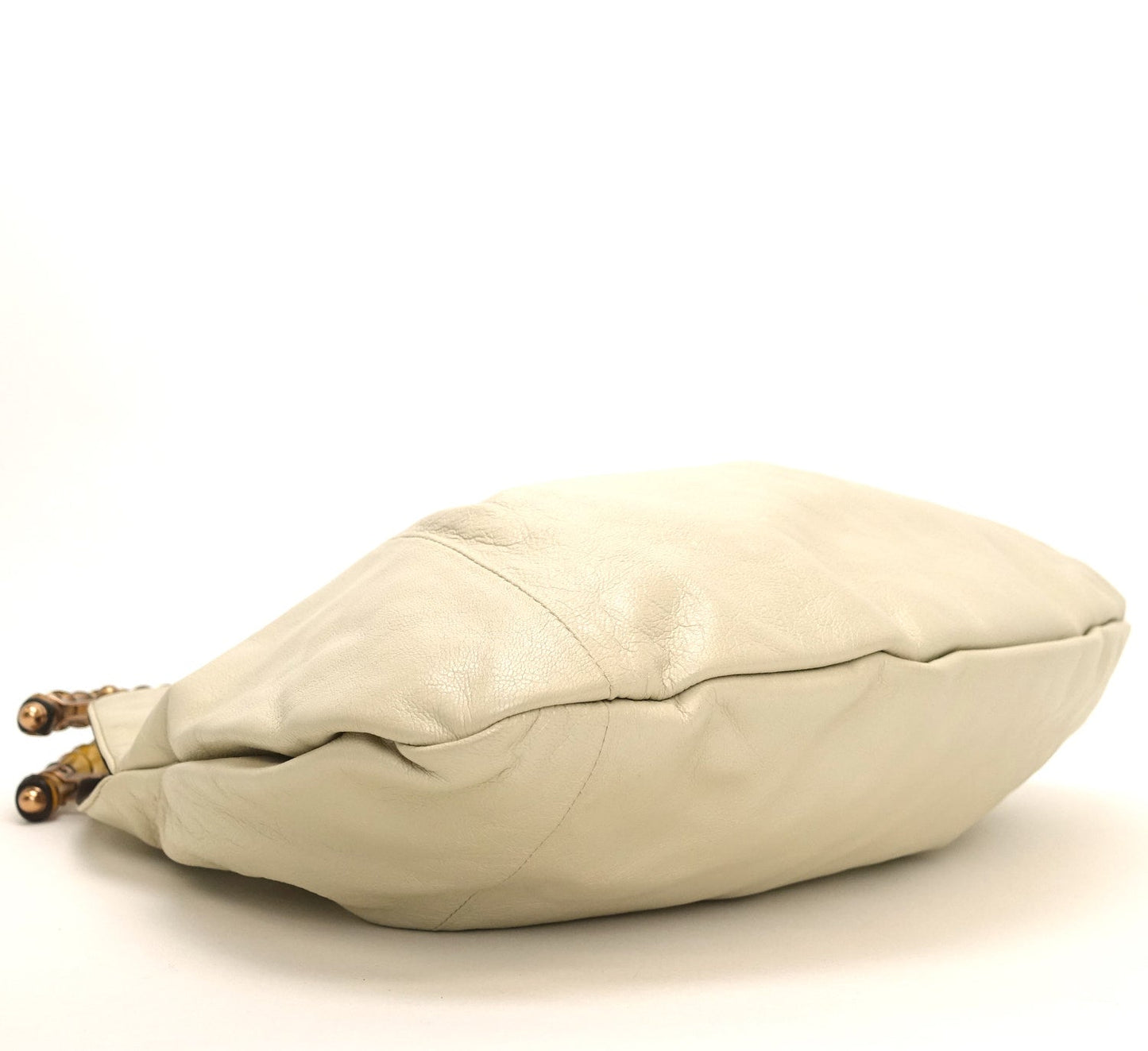Gucci Pleated Leather Bamboo Handles Hobo Bag