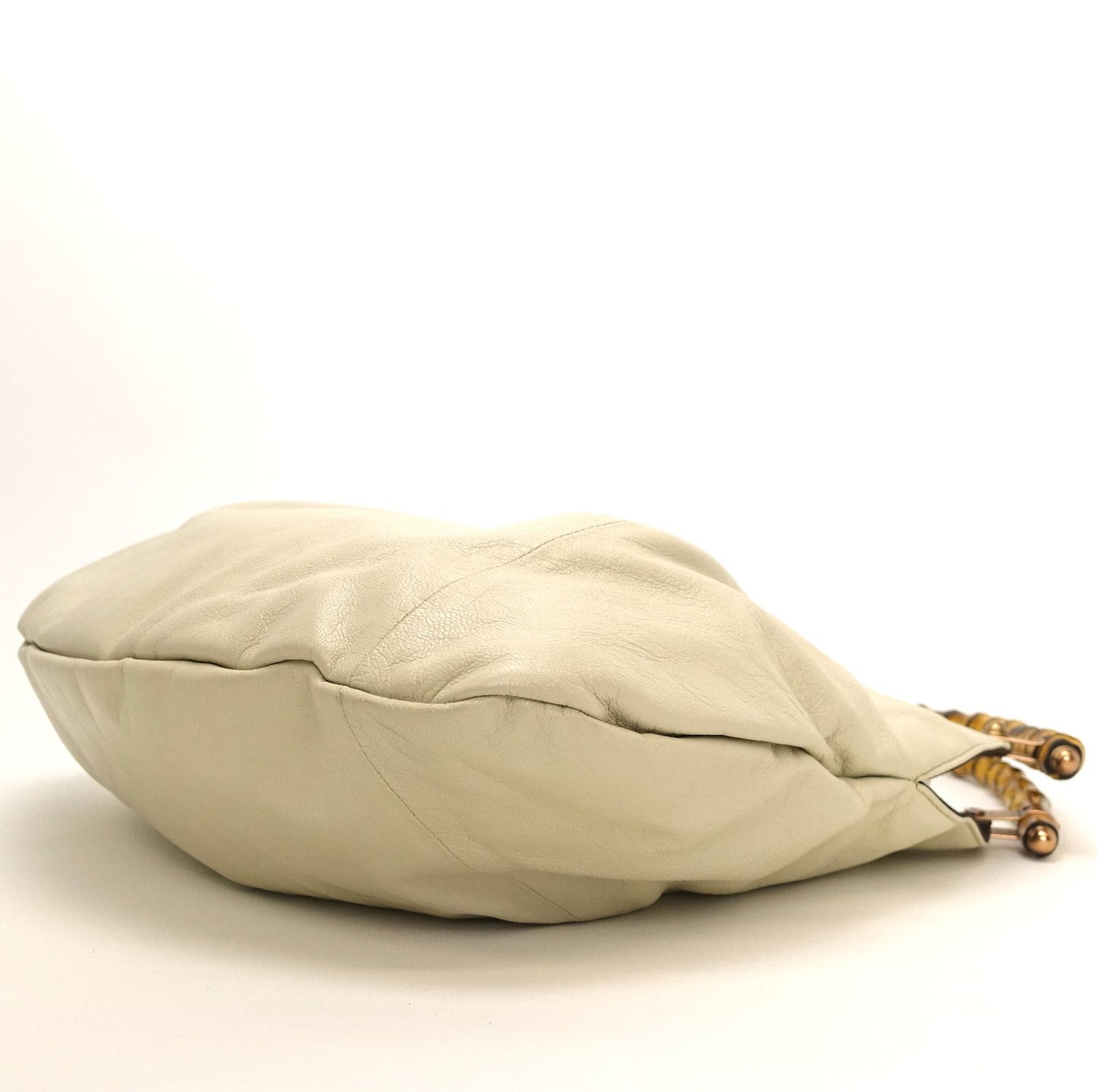 Gucci Pleated Leather Bamboo Handles Hobo Bag