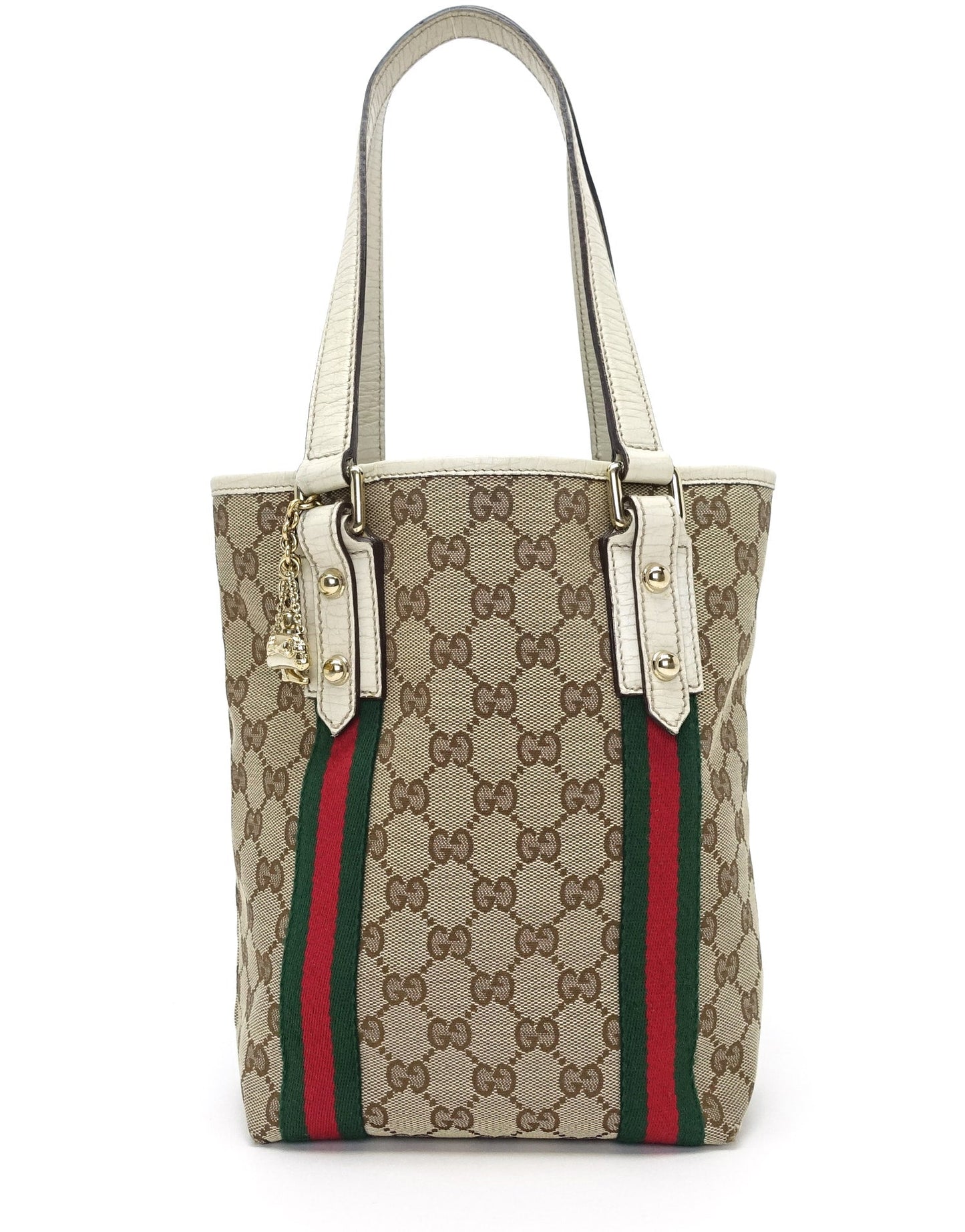Gucci Jolicoeur Monogram Canvas Web Bucket Bag