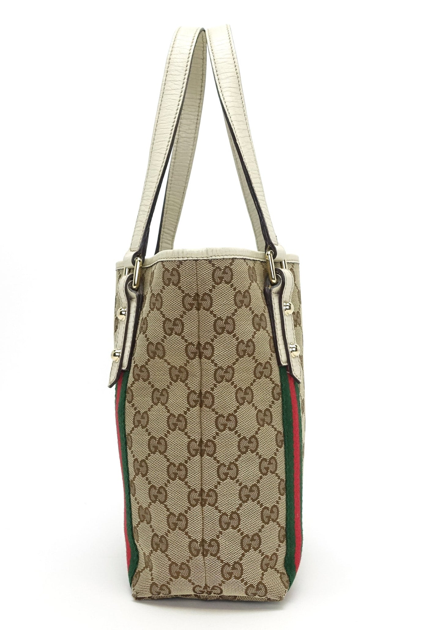 Gucci Jolicoeur Monogram Canvas Web Bucket Bag