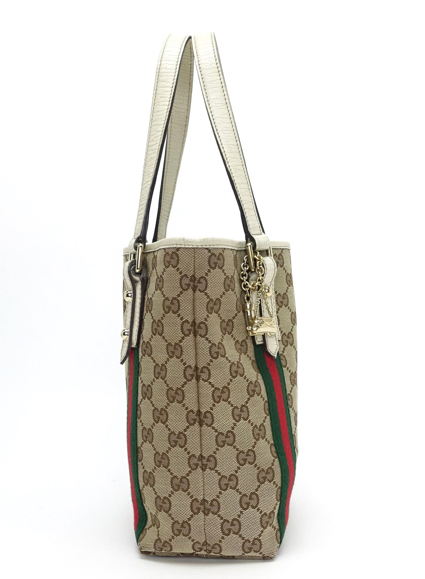Gucci Jolicoeur Monogram Canvas Web Bucket Bag