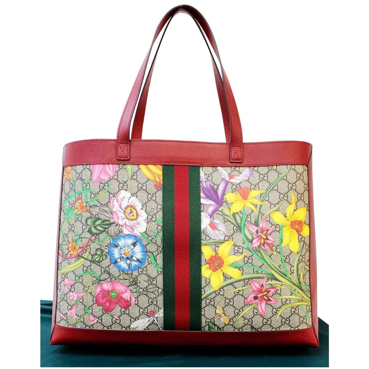 GUCCI Ophidia GG Flora Medium Tote Bag Red 547947