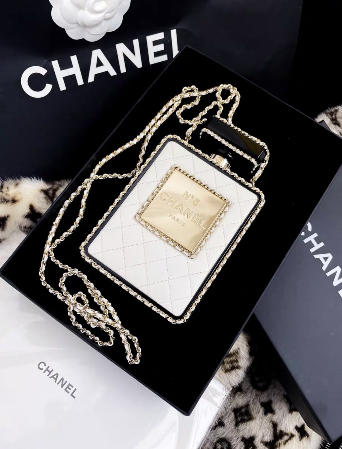 Chanel 22S limited edition perfume bottle evening bag