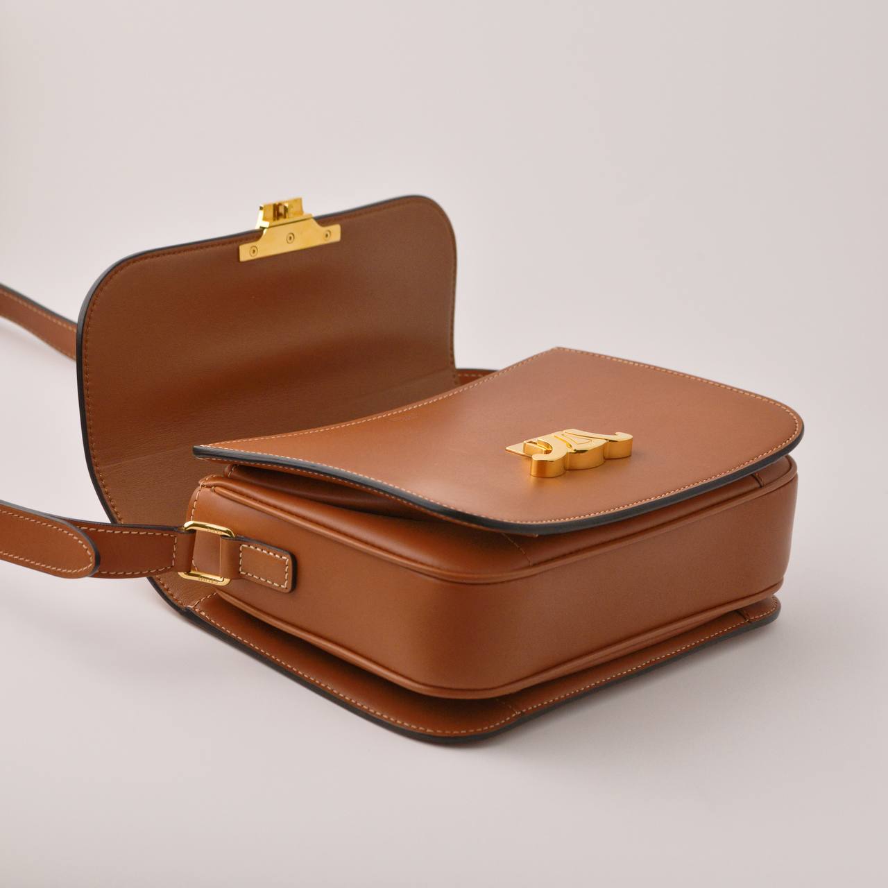 Celine Triomphe Classique Tan Leather Medium Handbag