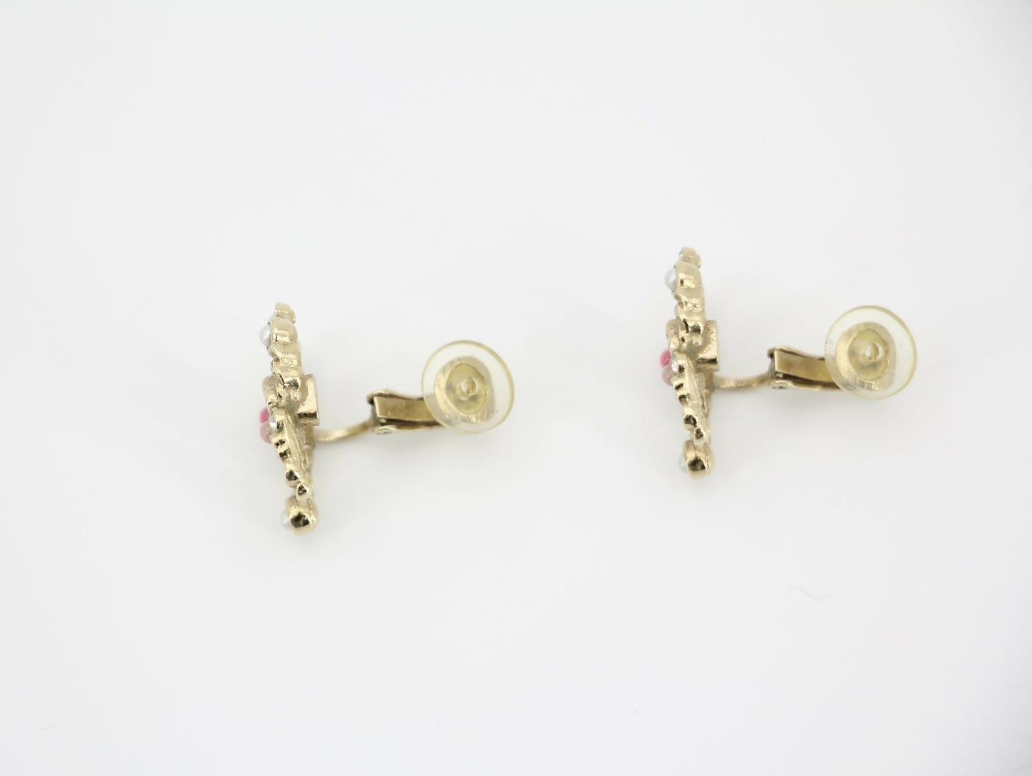 Chanel A19S Metal Dark Pink with Diamond CC Clip-on Earrings
