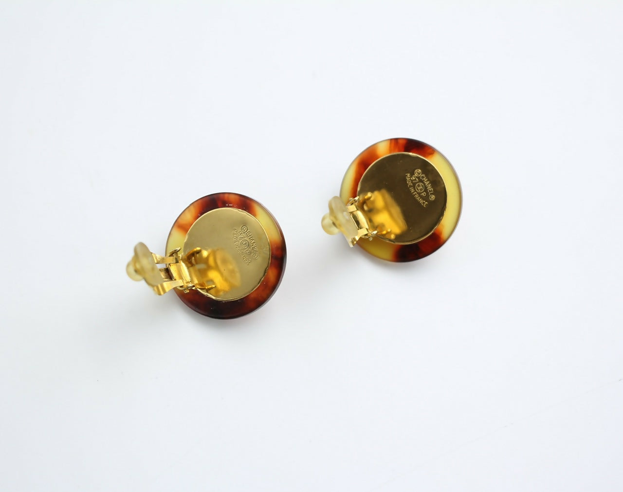 Chanel Vintage 97P Tortoise Shell Clip-on Earrings