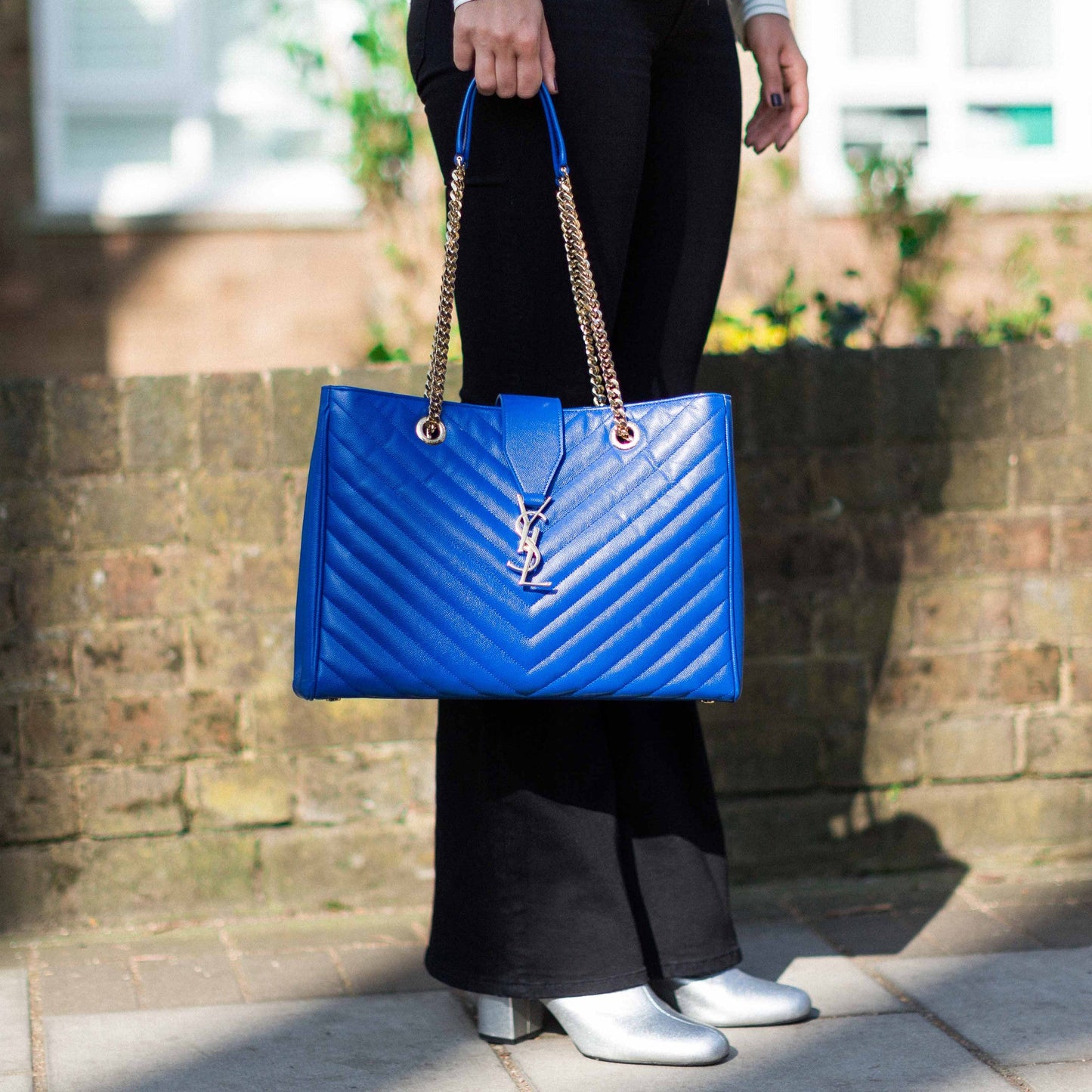 Saint Laurent Grained Matelasse Leather Tote