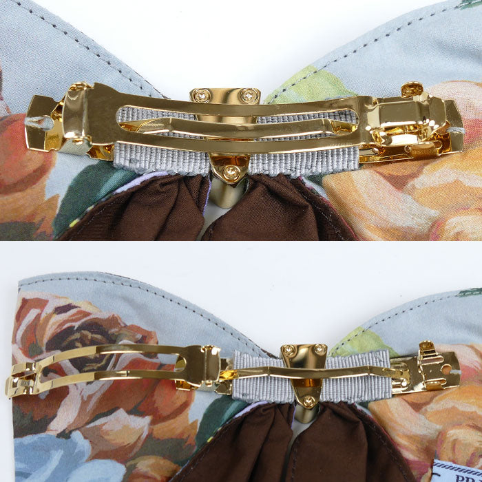 Prada Print Fabric Cotton Brass Hair Clip