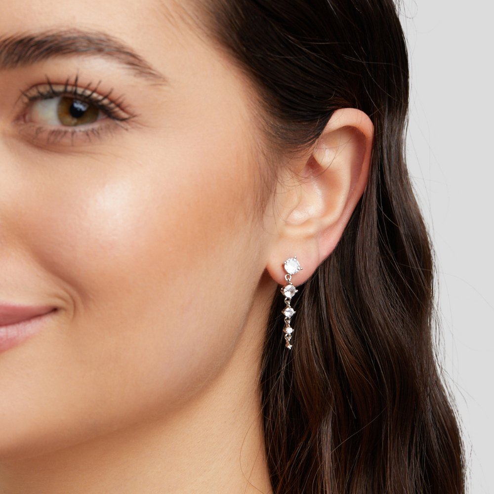 Selena Silver Crystal Drop Earrings