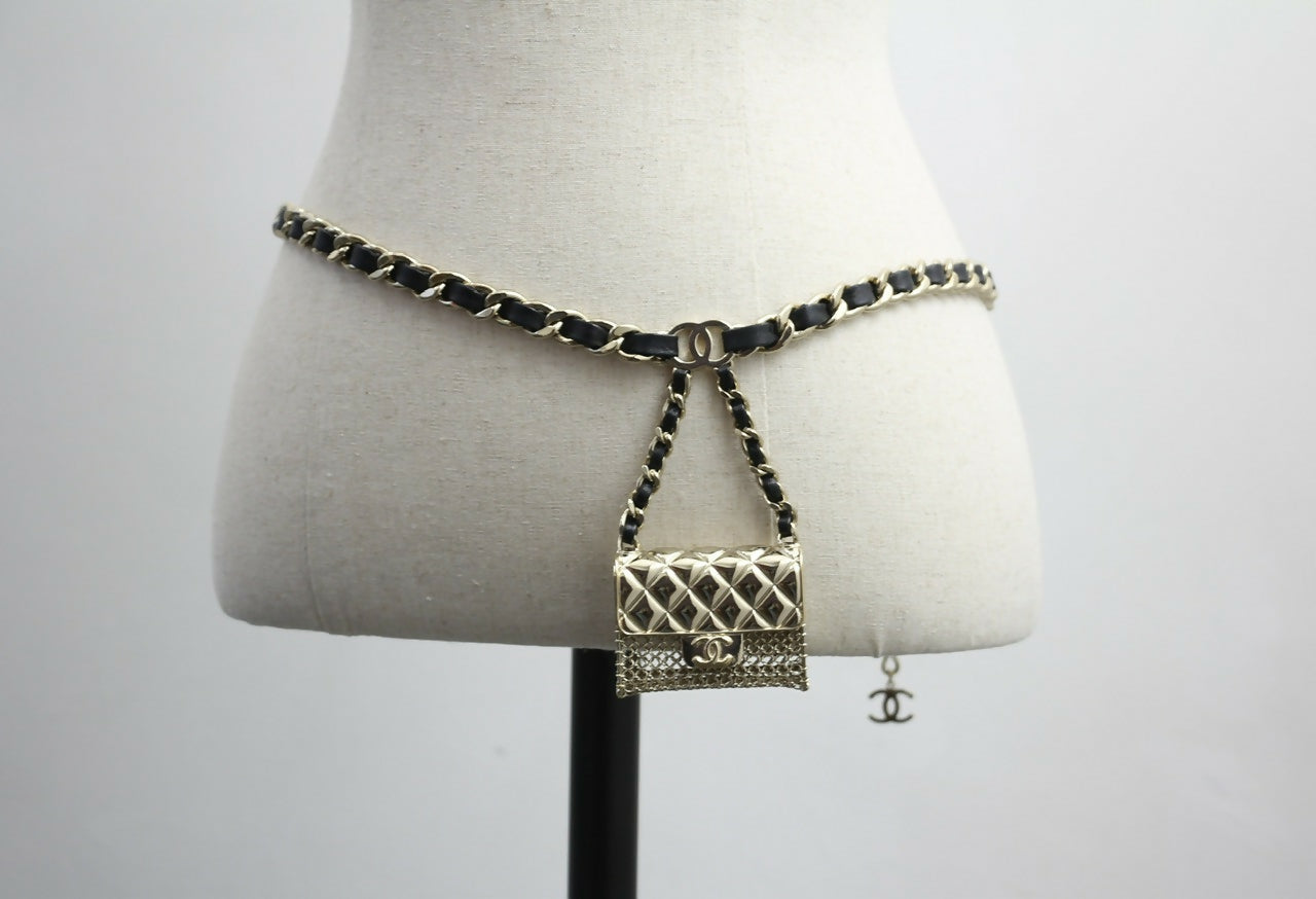 Chanel B21S Metal Handbag Leather Chain Waist Chain 92CM