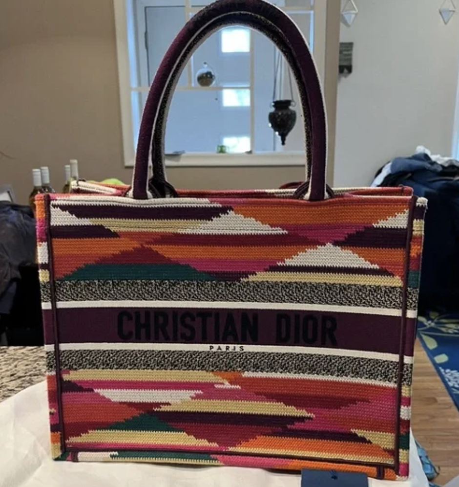 Christian Dior Embroidered Canvas Small Book Tote