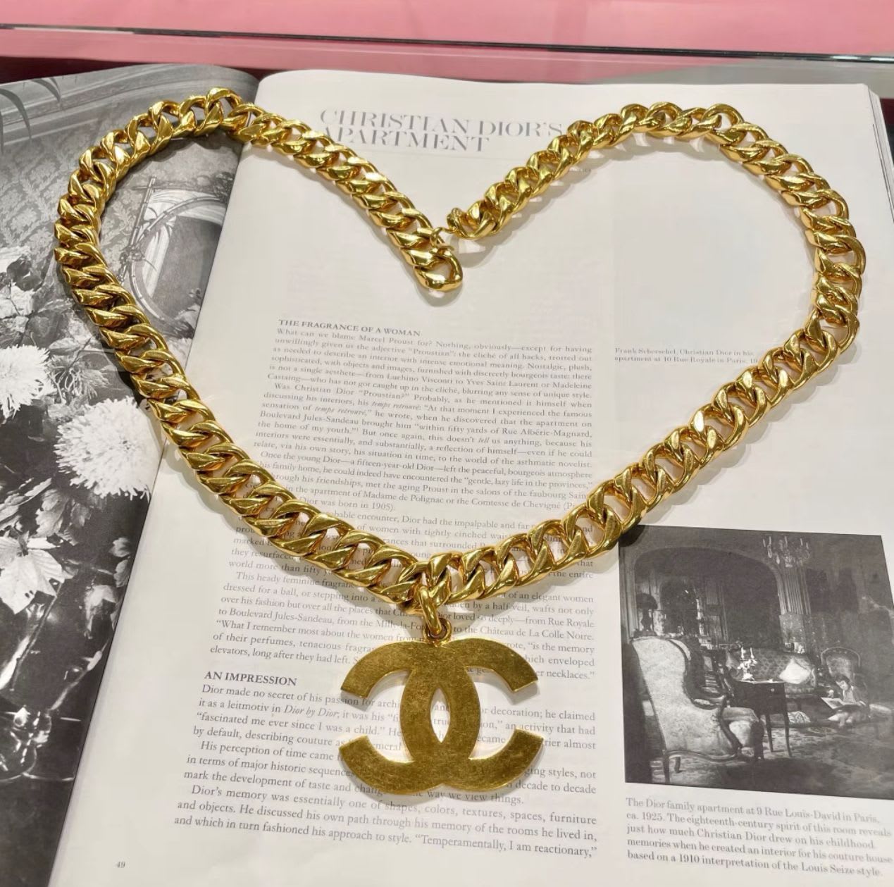 Vintage Chanel 1993 large logo necklace