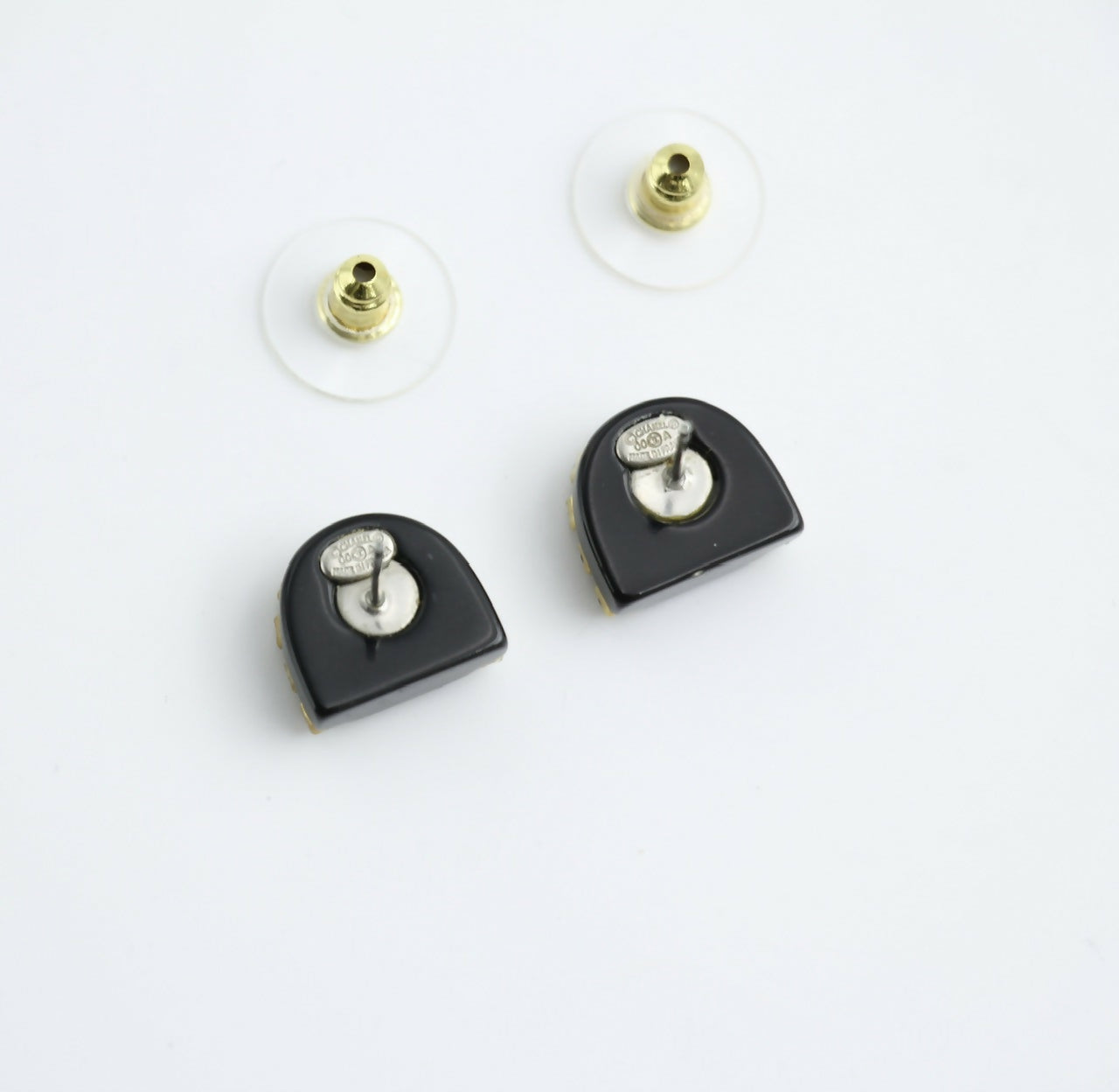 Chanel Vintage 00A Rhinestone Ring Shape Stud Earrings