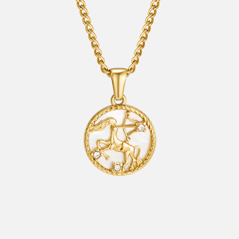 White Shell Zodiac Coin Necklace
