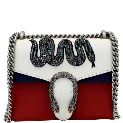 GUCCI Dionysus Mini Crystal Embroidered Snake Shoulder Bag Red - 20% OFF