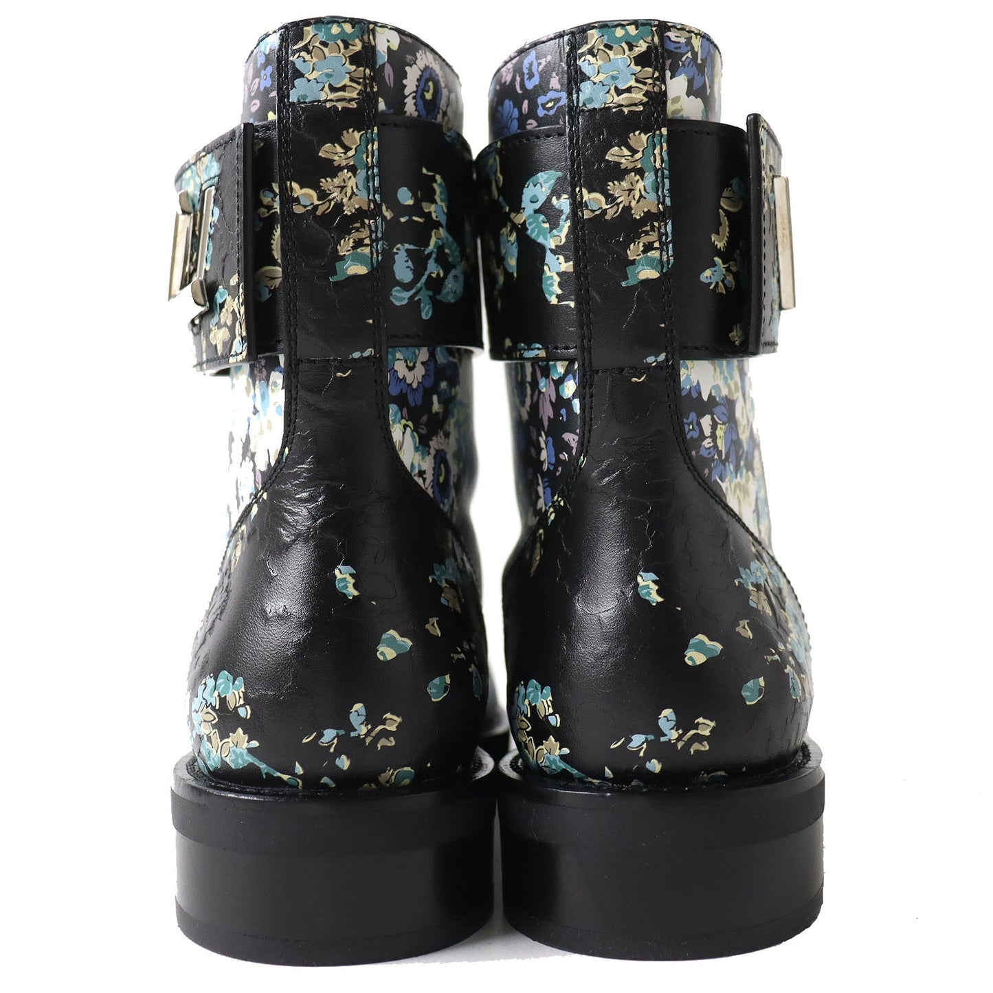 Louis Vuitton Floral Leather Short Boots Black 35