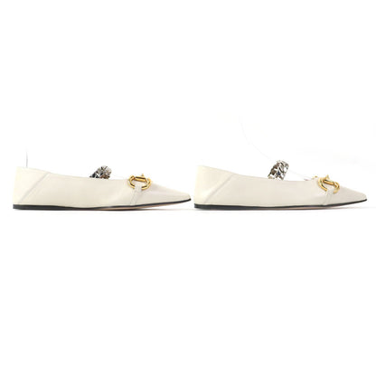 Gucci Horsebit Chain Leather Flats 35.5