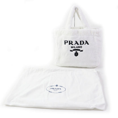 Prada Terry Tote Bag White Black 1BG130
