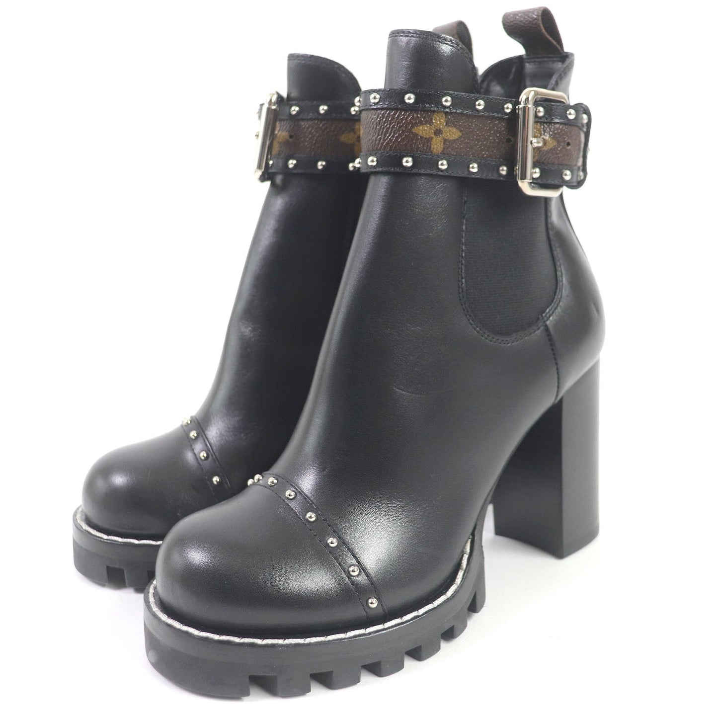 Louis Vuitton Monogram Studded Ankle Boots