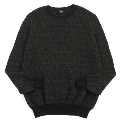 Fendi FF Logo Knit Pullover Wool Cotton Brown