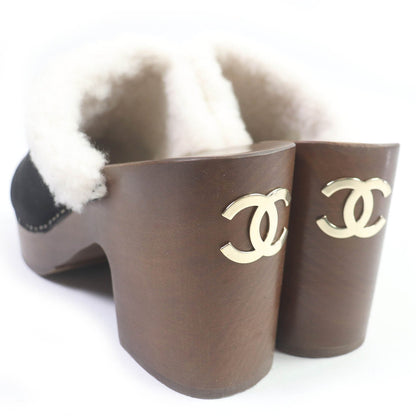 Chanel Suede Leather Sandals Black 36C