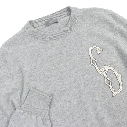 Dior Cashmere CD Interlace Knit Sweater Gray S