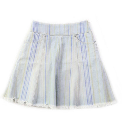 Chanel Stripe Denim Skirt Light Blue 34